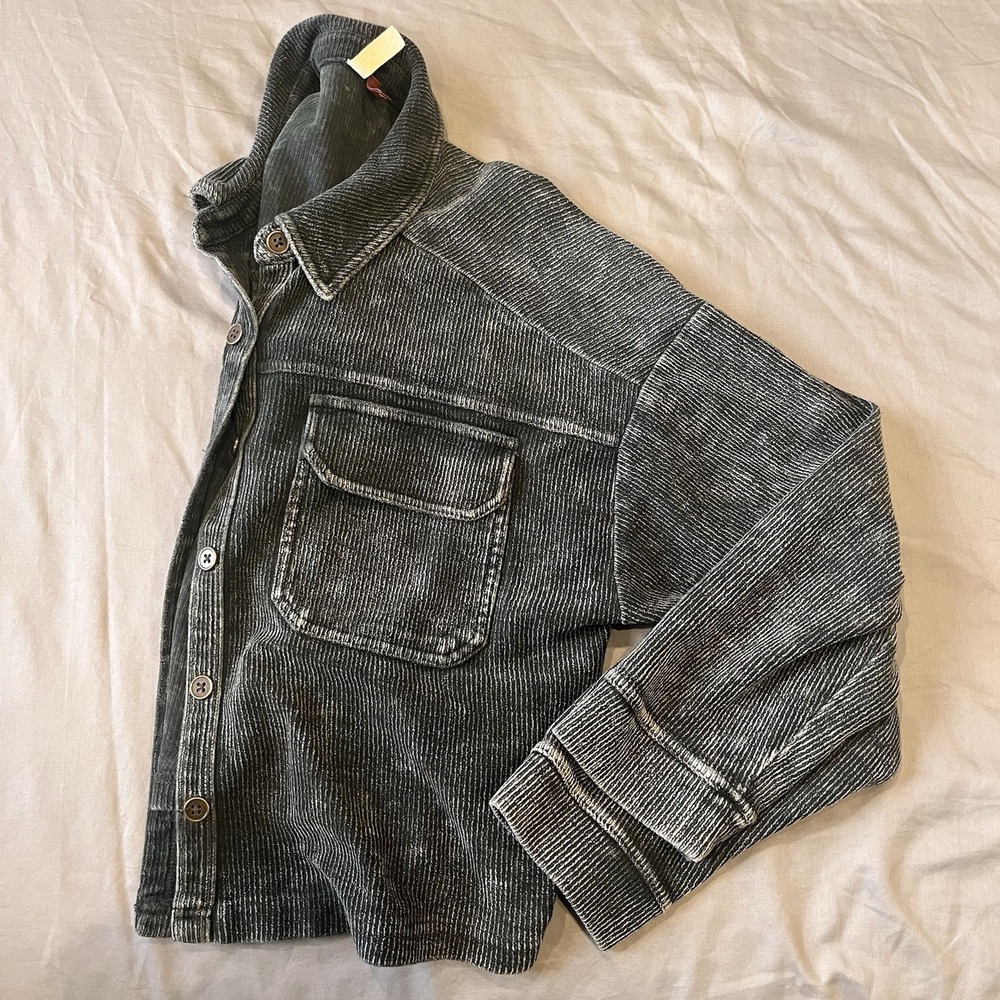 Pilcro Crop Oversized Jacket Black Acid Wash 90s Y2K Style XS Grunge Cotton - Picture 9 of 9
